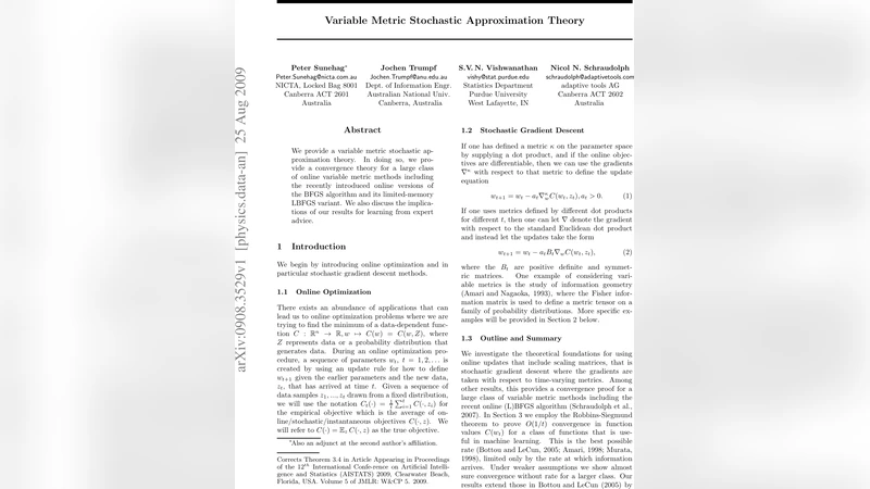 Variable Metric Stochastic Approximation Theory