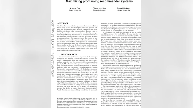 Maximizing profit using recommender systems