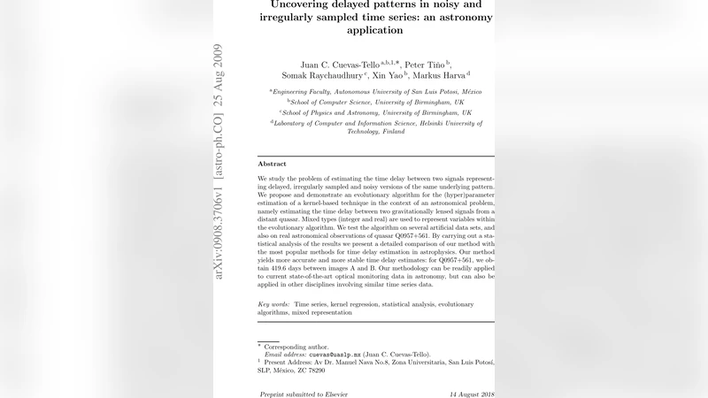 Uncovering delayed patterns in noisy and irregularly sampled time   series: an astronomy application