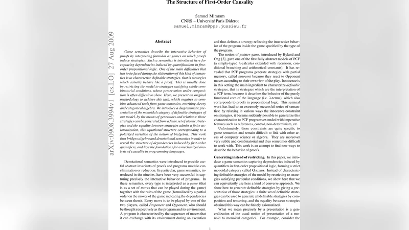 The Structure of First-Order Causality