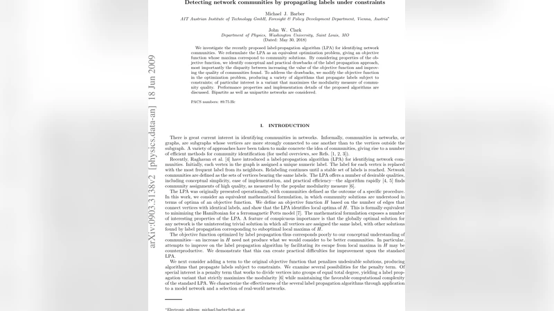 Detecting network communities by propagating labels under constraints