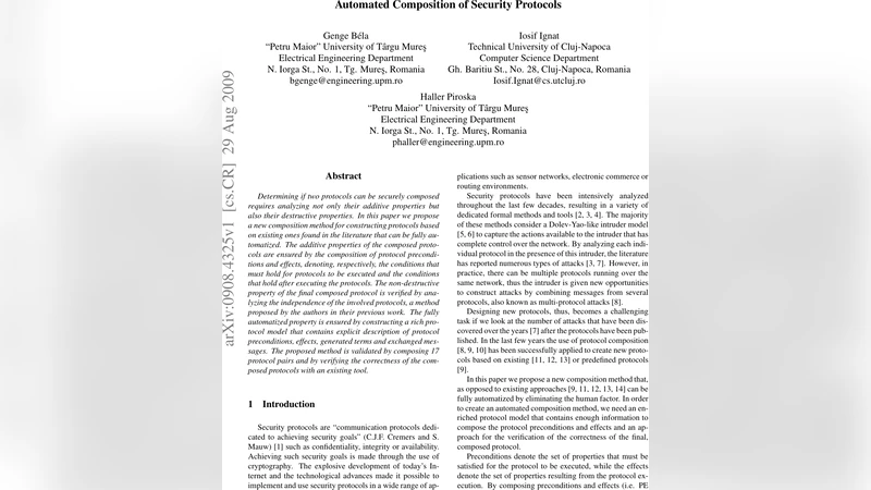 Automated Composition of Security Protocols