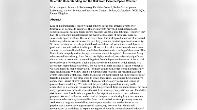 Scientific Understanding and the Risk from Extreme Space Weather