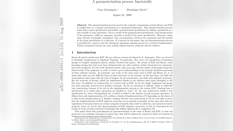A parameterization process, functorially