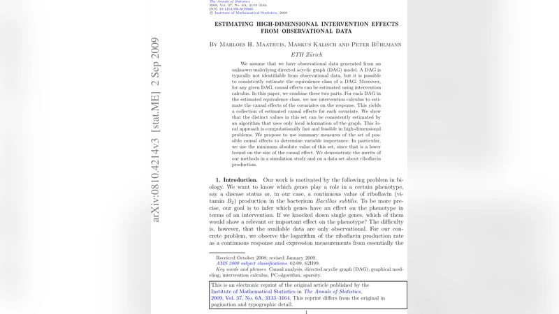 Estimating high-dimensional intervention effects from observational data