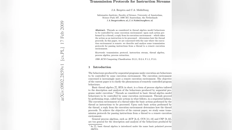 Transmission protocols for instruction streams