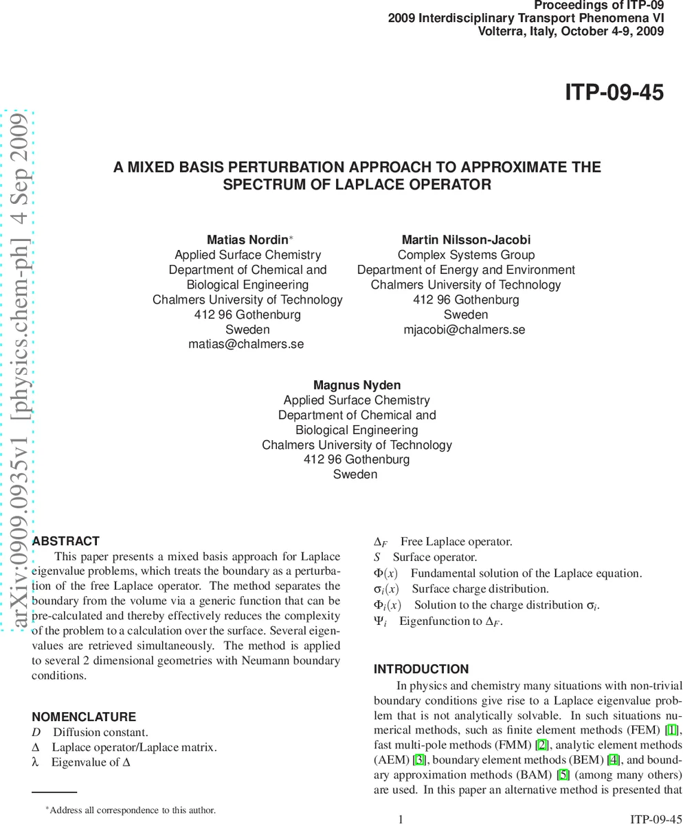 A Mixed Basis Perturbation Approach to Approximate the Spectrum of   Laplace Operator