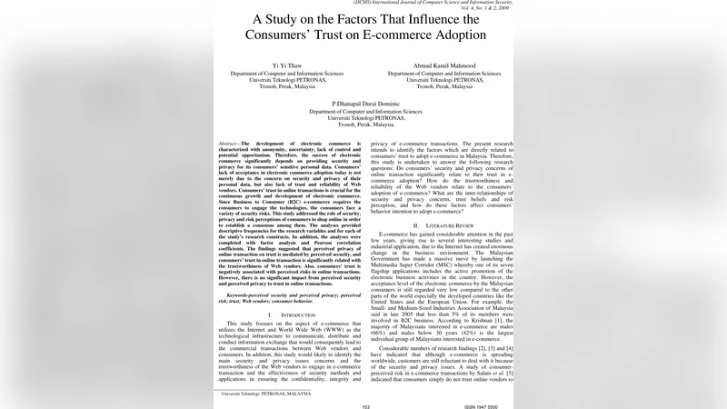 A Study on the Factors That Influence the Consumers Trust on Ecommerce   Adoption