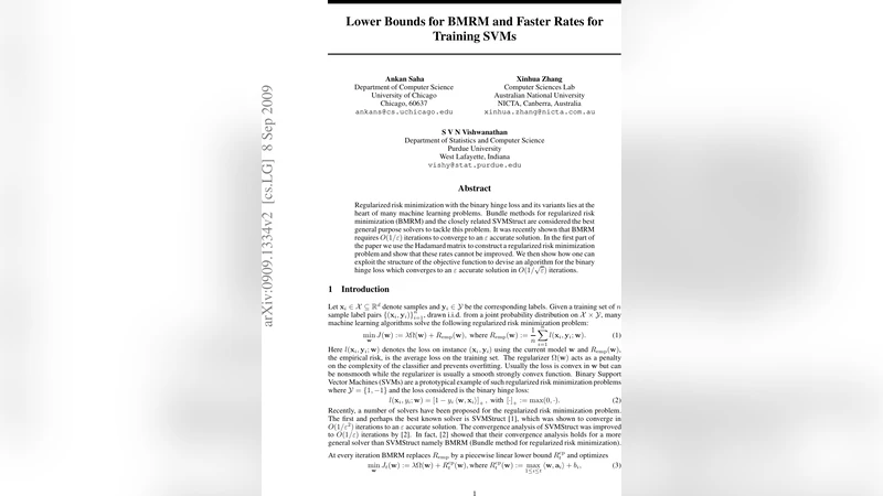Lower Bounds for BMRM and Faster Rates for Training SVMs