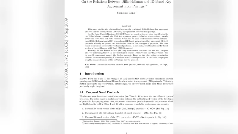 On the Relations Between Diffie-Hellman and ID-Based Key Agreement from   Pairings