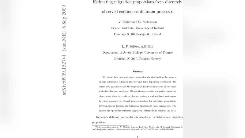 Estimating migration proportions from discretely observed continuous   diffusion processes