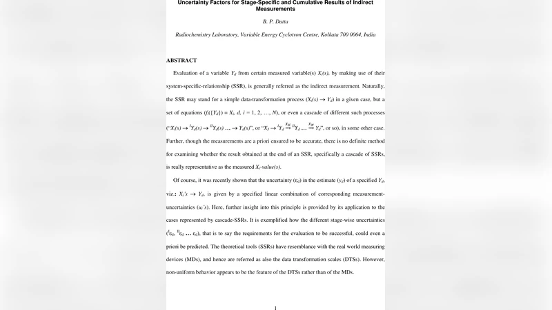 Uncertainty Factors for Stage-Specific and Cumulative Results of   Indirect Measurements