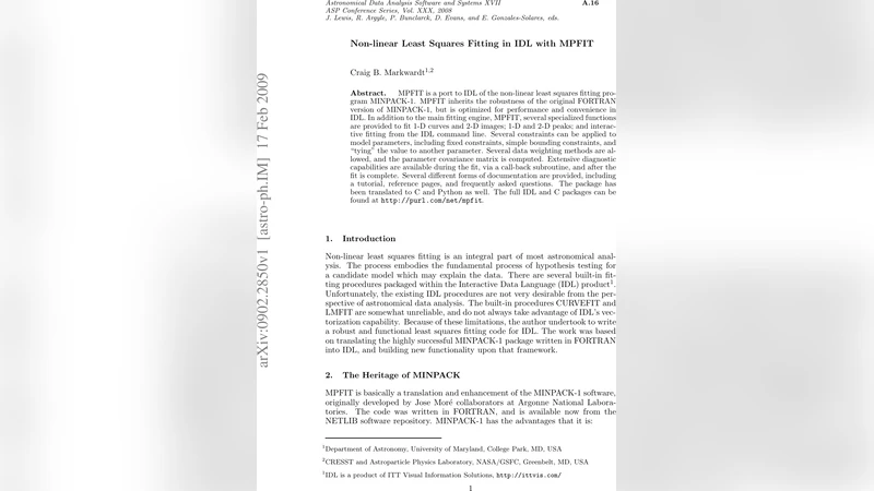 Non-linear Least Squares Fitting in IDL with MPFIT