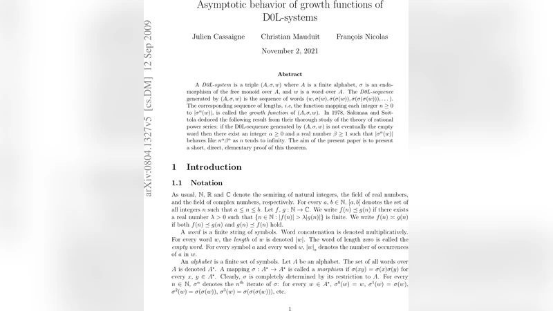 Asymptotic behavior of growth functions of D0L-systems