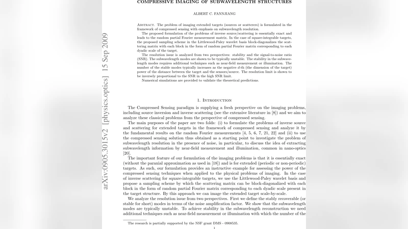 Compressive Imaging of Subwavelength Structures