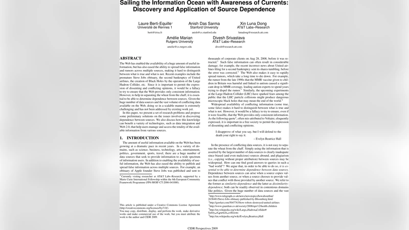 Sailing the Information Ocean with Awareness of Currents: Discovery and   Application of Source Dependence