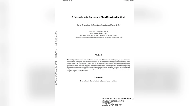 A Nonconformity Approach to Model Selection for SVMs