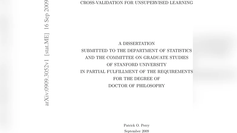 Cross-Validation for Unsupervised Learning