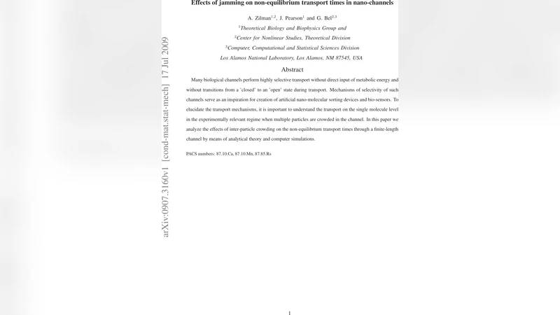 Effects of jamming on non-equilibrium transport times in nano-channels