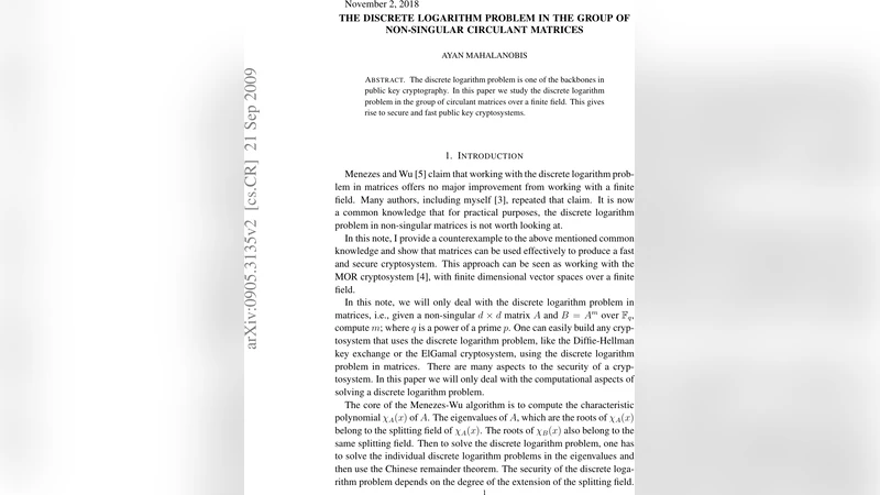 The discrete logarithm problem in the group of non-singular circulant   matrices