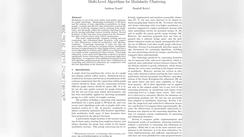 Multi-level algorithms for modularity clustering