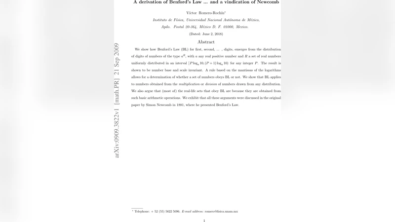 A derivation of Benfords Law ... and a vindication of Newcomb