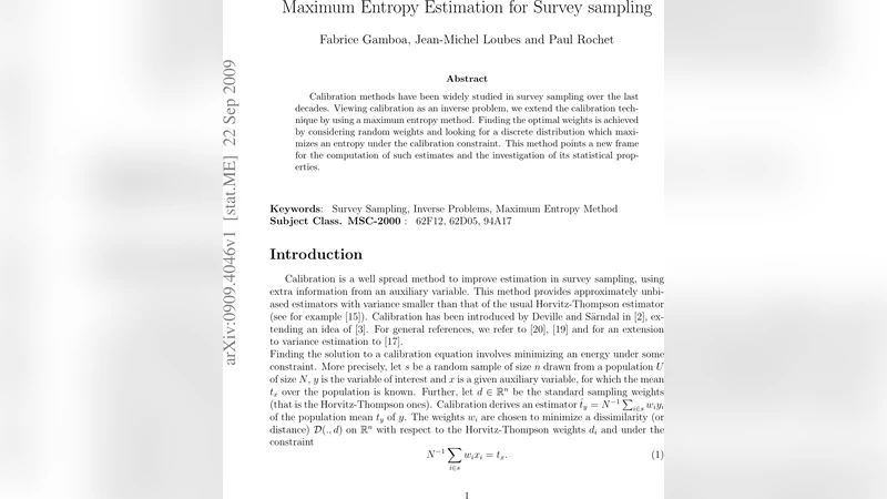 Maximum Entropy Estimation for Survey sampling
