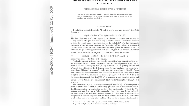 The depth formula for modules with reducible complexity