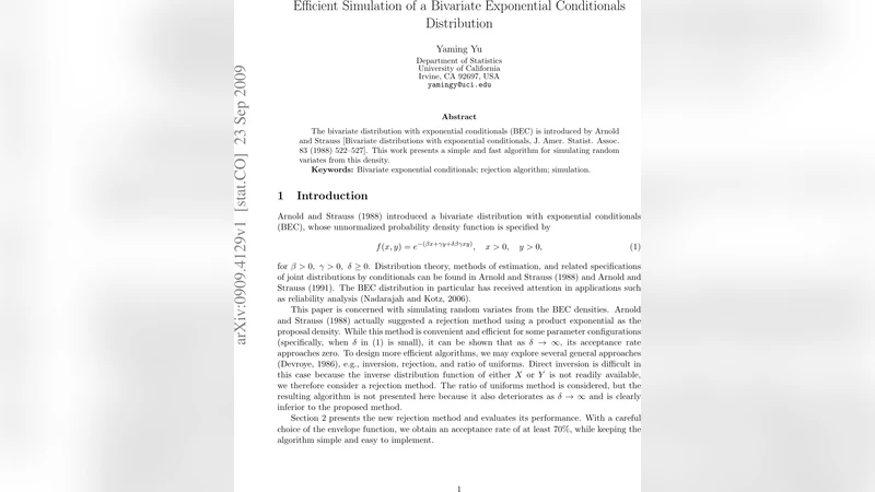 Efficient Simulation of a Bivariate Exponential Conditionals   Distribution