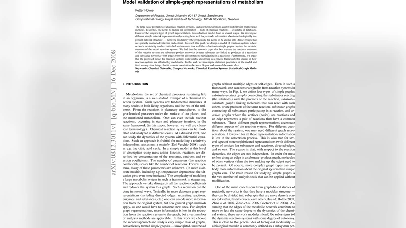 Model validation of simple-graph representations of metabolism
