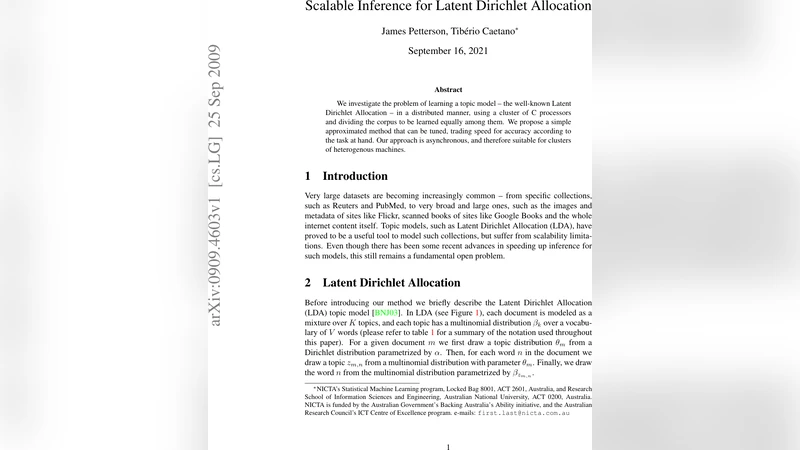 Scalable Inference for Latent Dirichlet Allocation