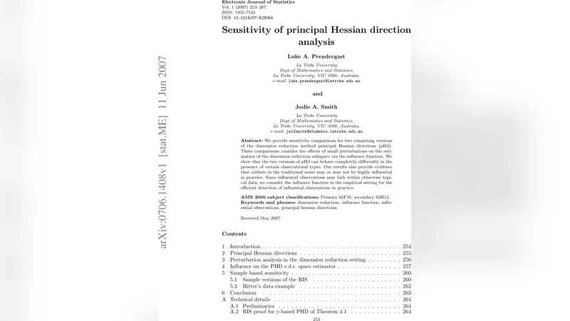 Sensitivity of principal Hessian direction analysis