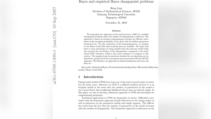 Bayes and empirical Bayes changepoint problems