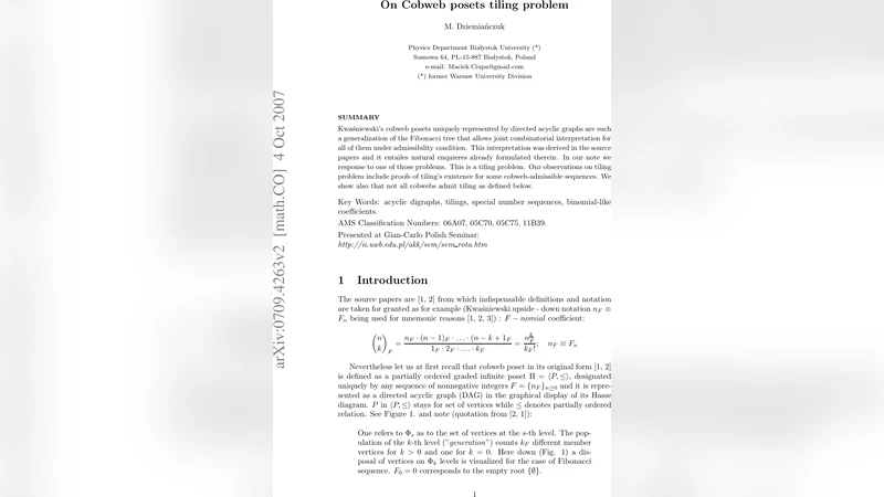 On Cobweb posets tiling problem