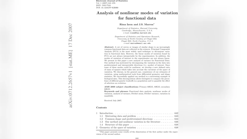 Analysis of nonlinear modes of variation for functional data