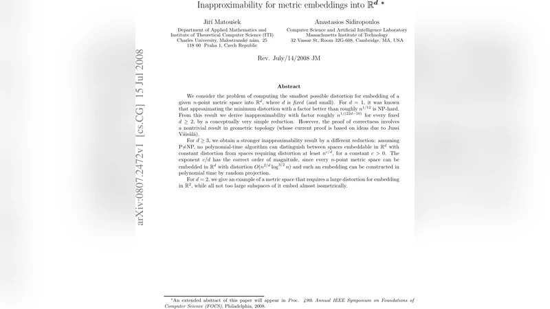 Inapproximability for metric embeddings into R^d