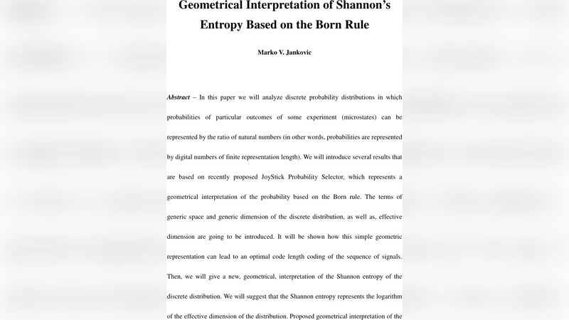 Geometrical Interpretation of Shannons Entropy Based on the Born Rule