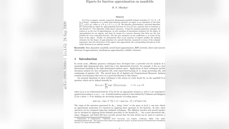 Eignets for function approximation on manifolds