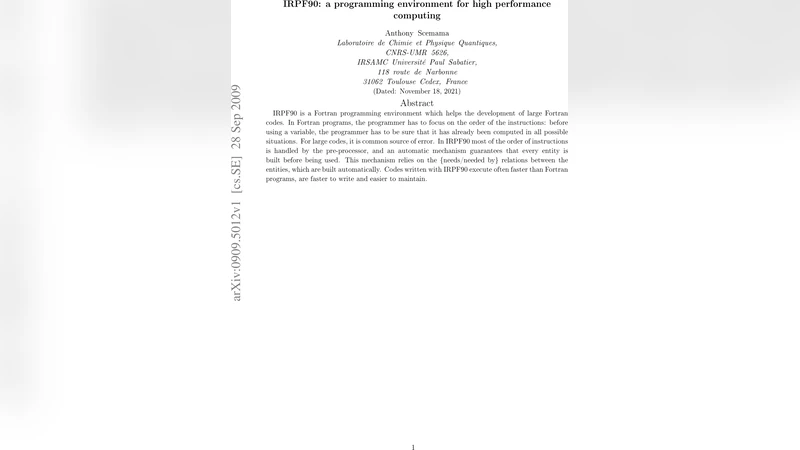 IRPF90: a programming environment for high performance computing