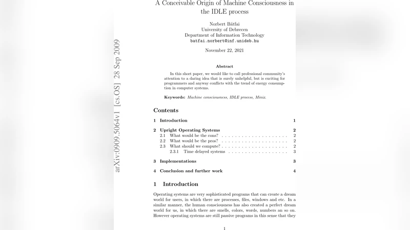 A Conceivable Origin of Machine Consciousness in the IDLE process