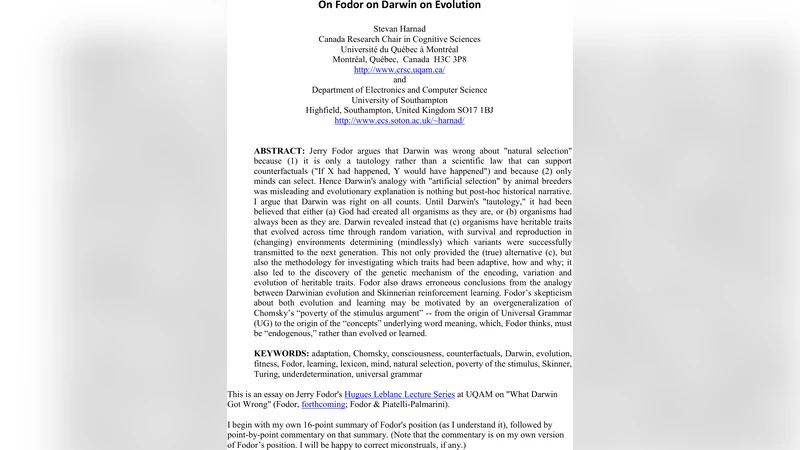 On Fodor on Darwin on Evolution