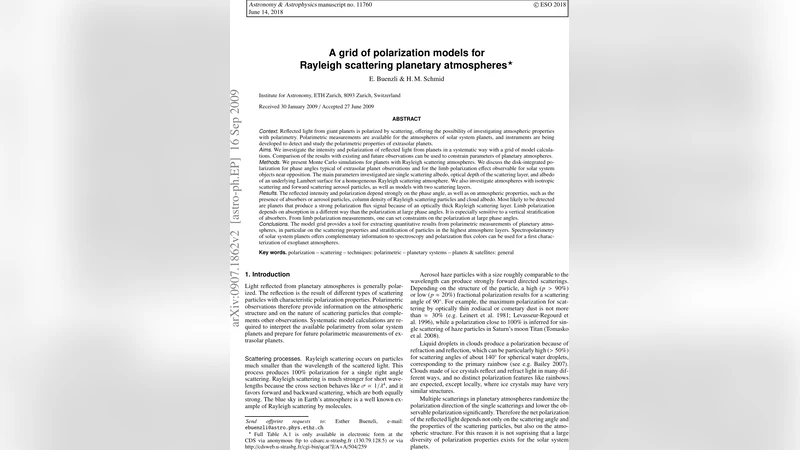A grid of polarization models for Rayleigh scattering planetary   atmospheres