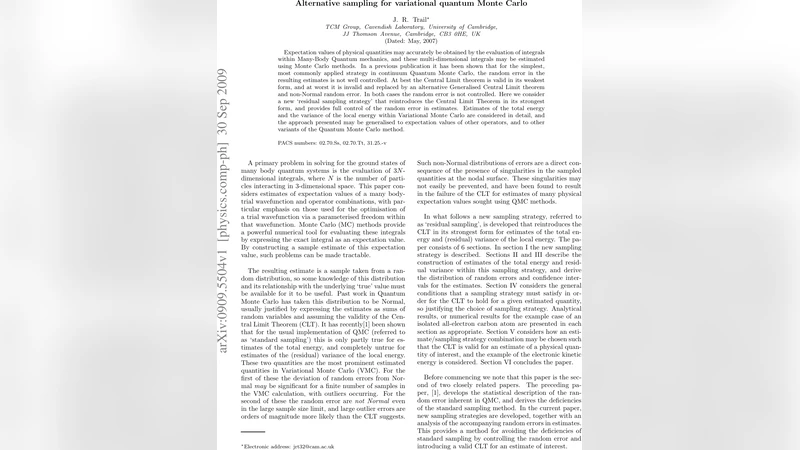 Alternative sampling for variational quantum Monte Carlo