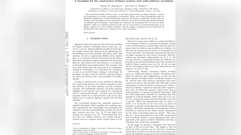A formalism for the construction of binary neutron stars with arbitrary   circulation