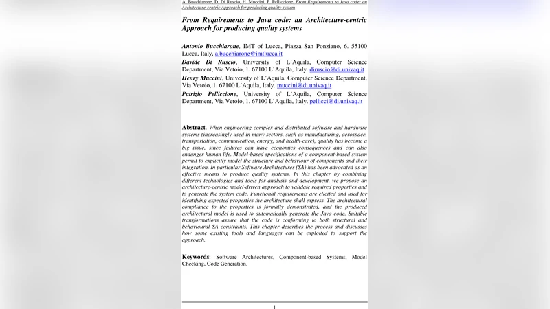 From Requirements to code: an Architecture-centric Approach for   producing Quality Systems