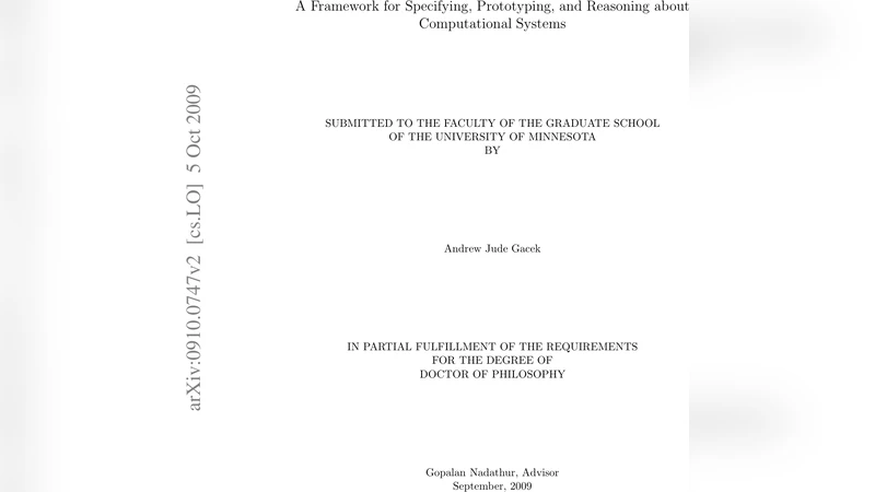 A Framework for Specifying, Prototyping, and Reasoning about   Computational Systems