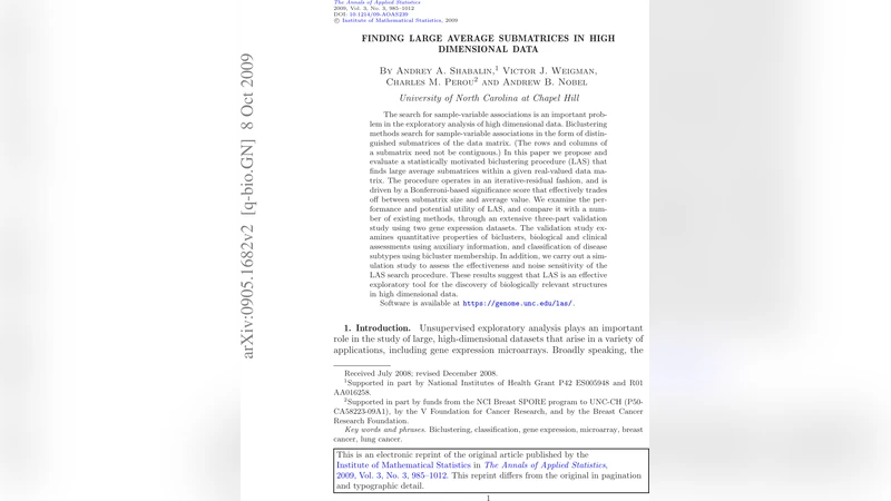 Finding large average submatrices in high dimensional data
