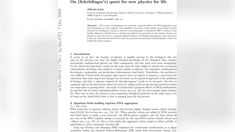 On (Schr"oedingers) quest for new physics for life