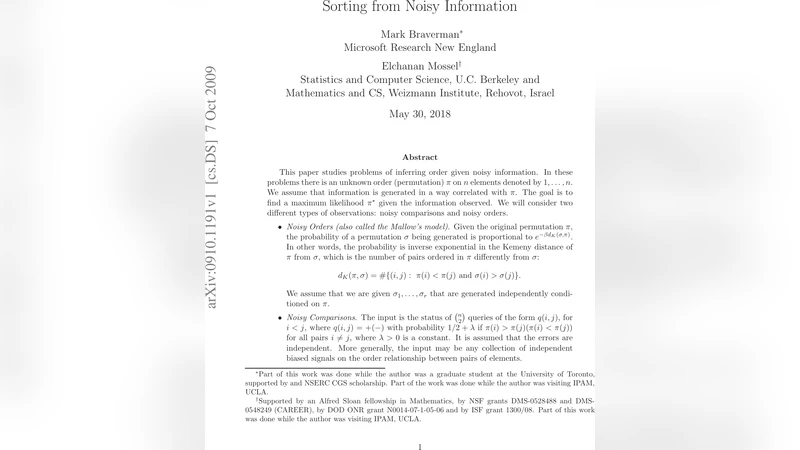 Sorting from Noisy Information