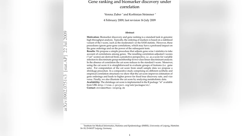 Gene ranking and biomarker discovery under correlation